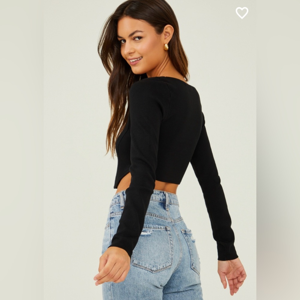NWT Altar’d State Lucia Cropped Corset Top Black Small - Picture 5 of 7